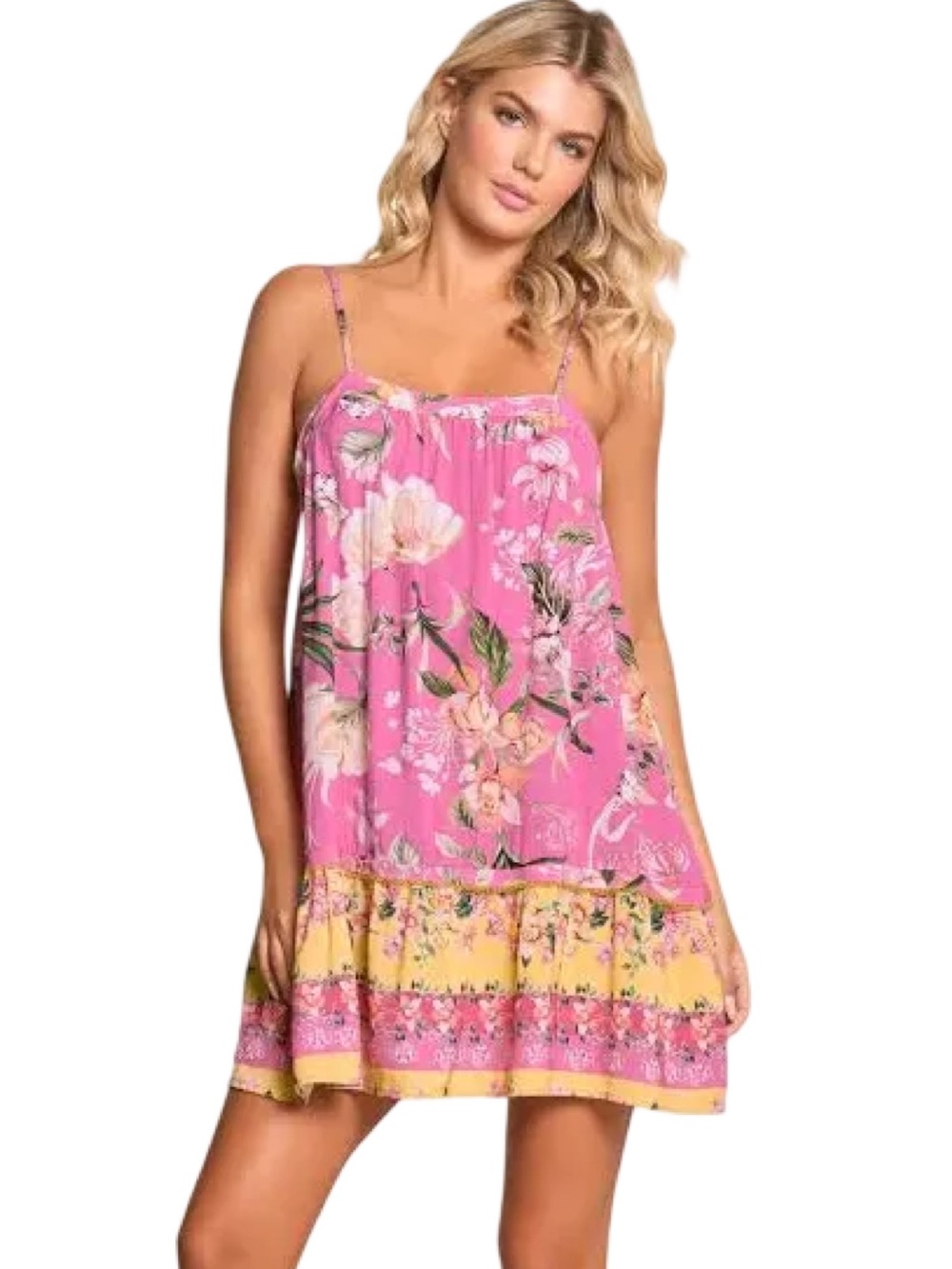 Maaji Botany Ella Floral Tiered Mini Dress | Pink Multi | Small